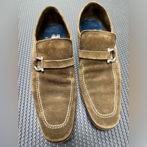 Salvatore Ferragamo Loafers Tan Suede Moccasin with Gancini ornament Pre-Owned